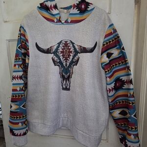 Tribal Bull Skull Women's Hoodie